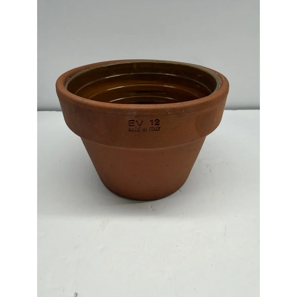 EV 12 Made in Italy Terracotta Planter Pot Glazed Interior Italian Pottery Brown